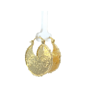 Arracada medio circulo estilo vintage texturizdo chapa de oro