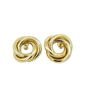 Arete circular con nudo chapa de oro