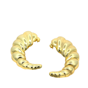Arete croissant alargado chapa de oro