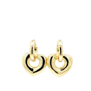 Huggie con dije de corazon chunky chapa de oro