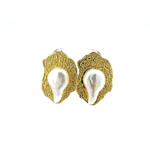 Arete silueta ovalo con perla - Image 2