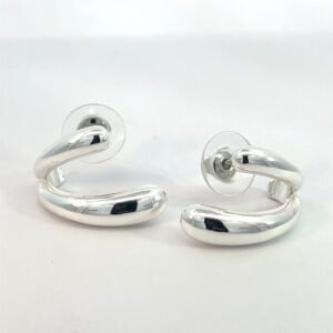 Arete estilo doble chunky plateado