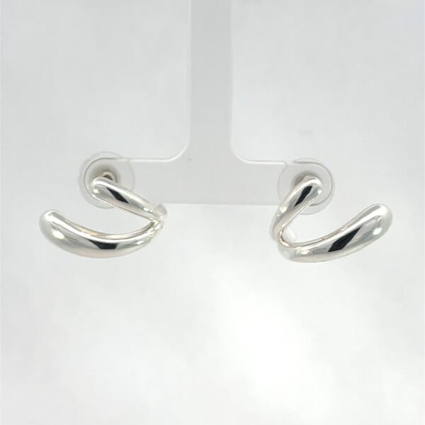 Arete estilo doble chunky plateado - Image 2