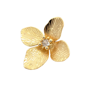 Anillo de flor 4 pétalos chapa de oro