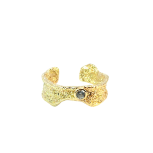 Anillo ajustable con textura corrrugada chapa de oro