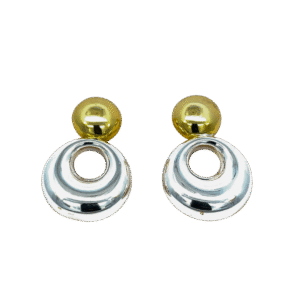 Arete circulo bicolor chapa de oro