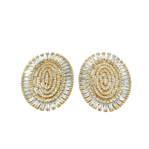 Arete ovalado cristal chapa de oro