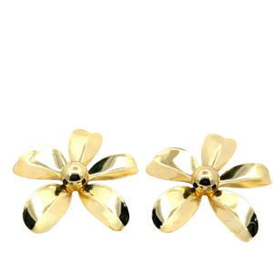 Arete flor chunky lisa chapa de oro