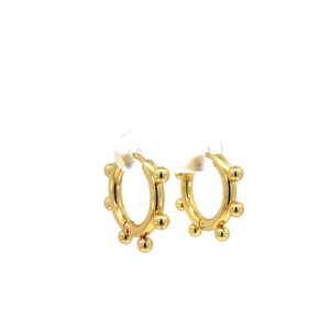 Huggie lisa con bolitas dorada acero inoxidable