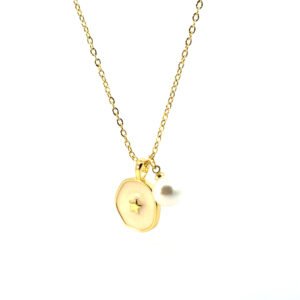 Set acero circulo esmaltado con estrella al centro
