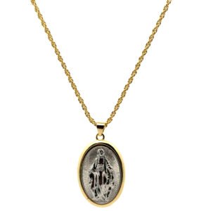 Collar con dije religioso de virgen
