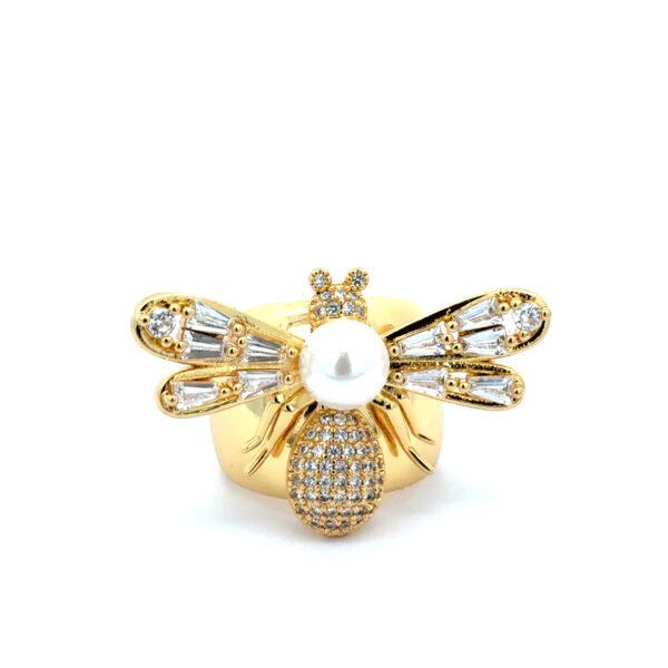 Anillo con libelula y perla