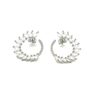 Arete contorno de gota cristales plateado