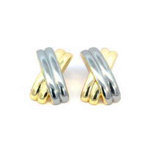 Arete cruz doble bicolor
