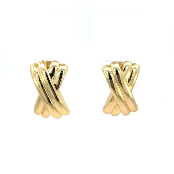 Arete cruz doble dorado - Image 2
