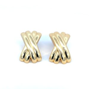Arete cruz doble dorado