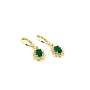Arete largo con diseño de flor elegante y zirconias incrustadas