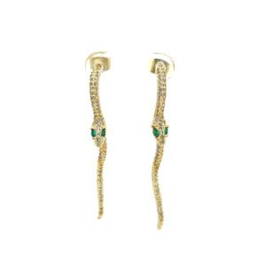 Arete largo vibora con zirconias dorado