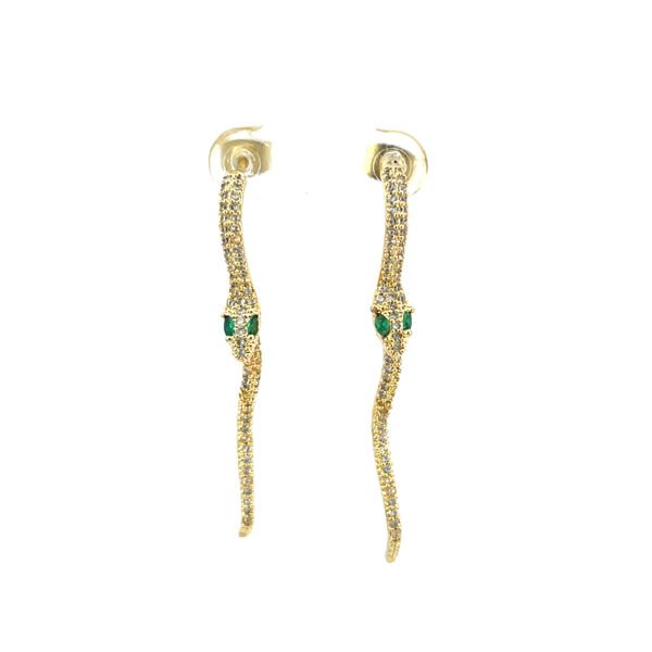 Arete largo vibora con zirconias dorado