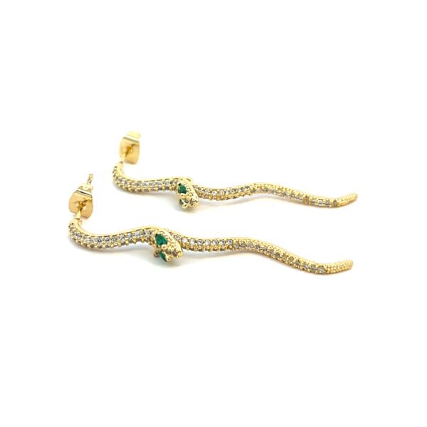 Arete largo vibora con zirconias dorado - Image 2
