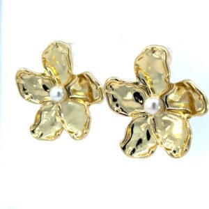 Arete de flor con perla