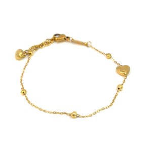 Pulsera sencilla con corazon y bolitas
