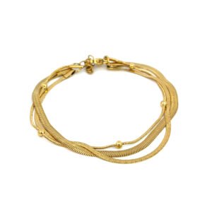 Pulsera triple planchada y tira con bolitas