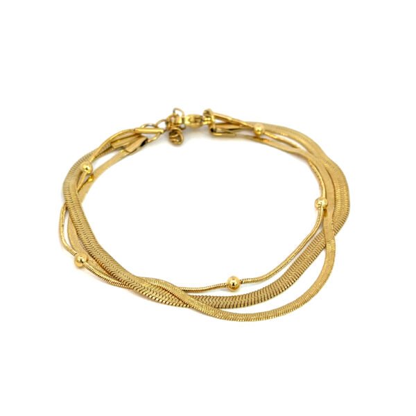 Pulsera triple planchada y tira con bolitas