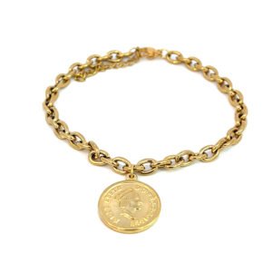Pulsera eslabones  con dije circular