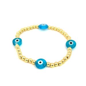 Pulsera de balin con dijes de ojo turco