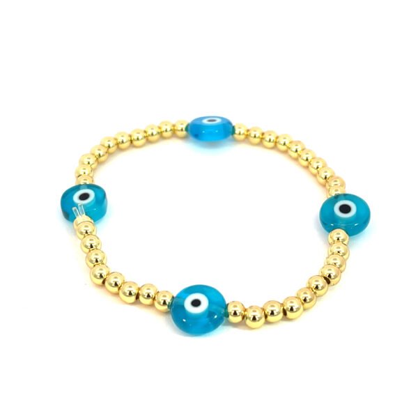 Pulsera de balin con dijes de ojo turco
