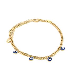 Pulsera delgada de tejido barbado con ojitos