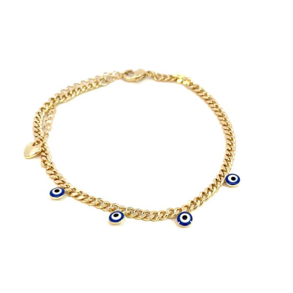Pulsera delgada de tejido barbado con ojitos