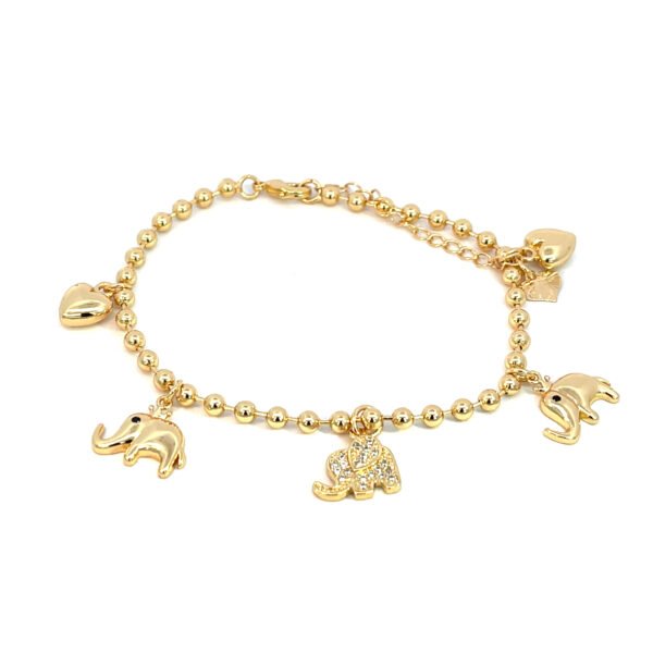 Pulsera de bolas con dijes de elefantes