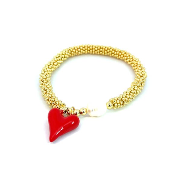 Pulsera con dije de corazon y perla