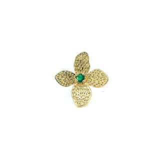 Anillo flor con piedra al centro