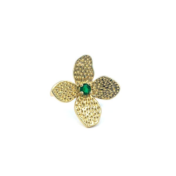 Anillo flor con piedra al centro - Image 2