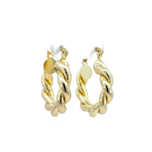 Arracada trenzada con doble textura chapa de oro