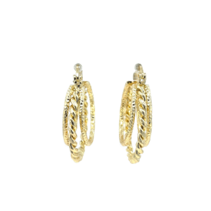 Arracada triple con diferentes texturas chapa de oro